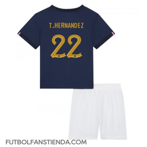 Francia Theo Hernandez #22 Primera Equipación Niños Mundial 2022 Manga Corta (+ Pantalones cortos)